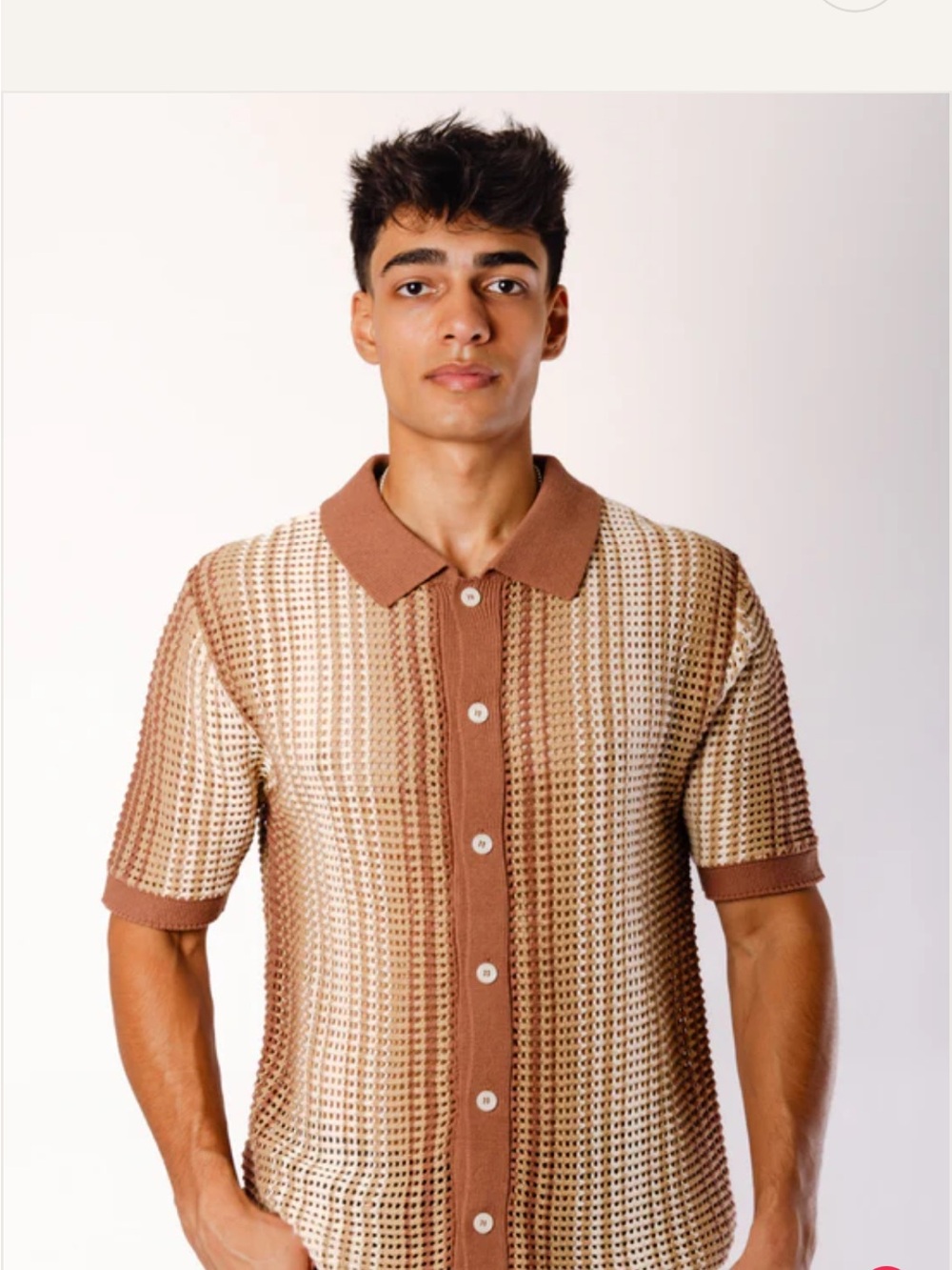 100 % Cotton Tan Knit Polo Shirt - Classic Short Sleeve for Men